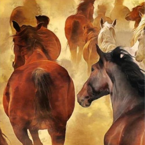 Herd of Horses Mint Decoupage Paper