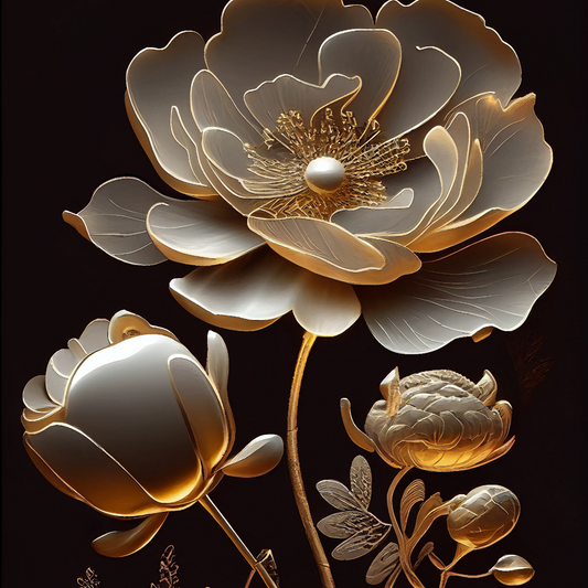 Golden Bloom 2 - Mint Decoupage Paper