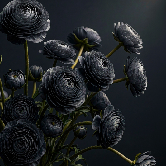 Midnight Ranunculus - Mint Decoupage Paper